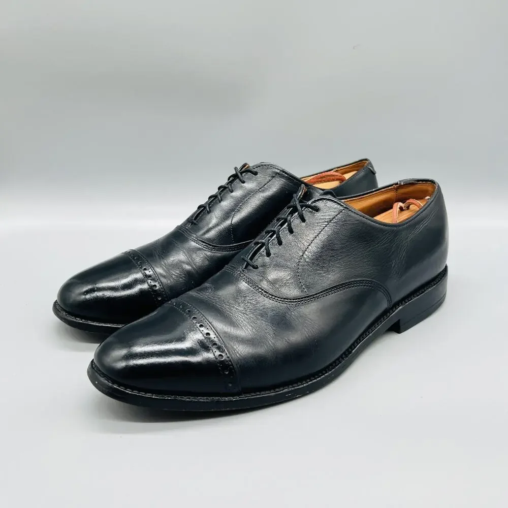 Allen Edmonds Shoes Mens 10.5 Black Leather Byron Cap Toe Oxford Dress Classic